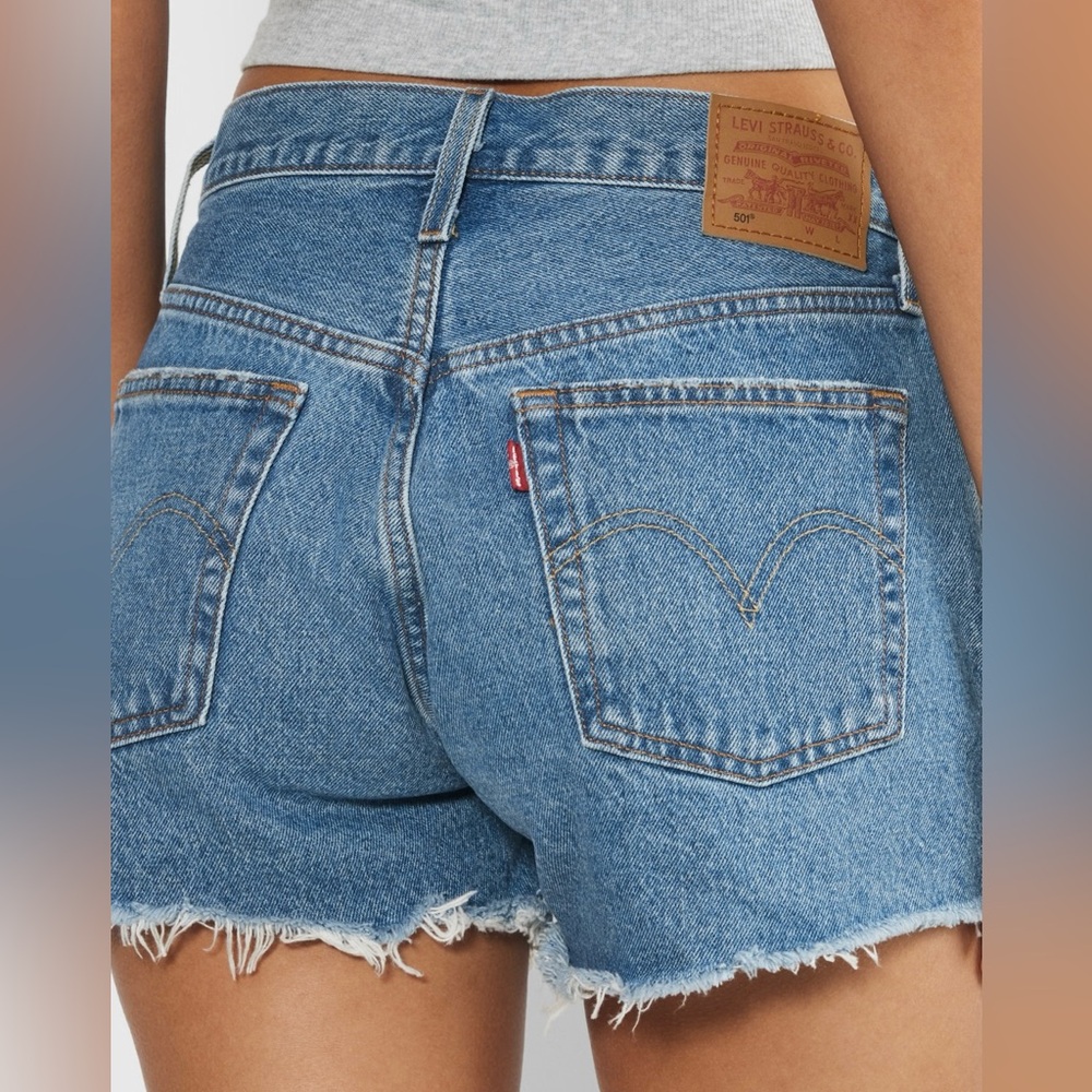 Levi's Women's 501 Button Fly Blue Denim Shorts Waist 30